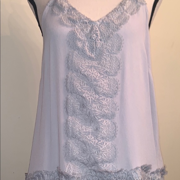 EUC Worn Once Light Gray Lace Trimmed Tunic Tank - Picture 7 of 7
